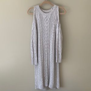 Ann Taylor LOFT cold shoulder grey sweater dress